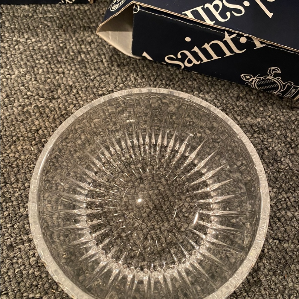 Val Saint Lambert serving bowl and 12 individual bowls.